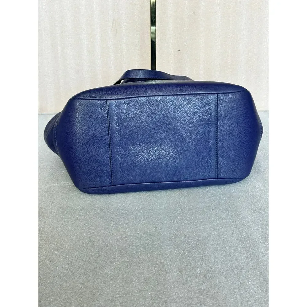 Coach Park Carrie Tote F23284 Denim Blue Pebbled Leather Silver Hardware